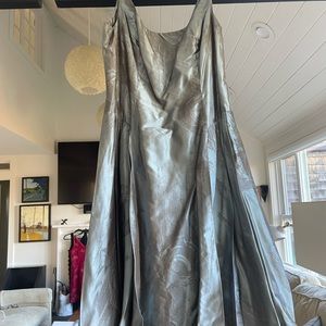 Holiday silk dress. Blue/silver/silk/worn 1X